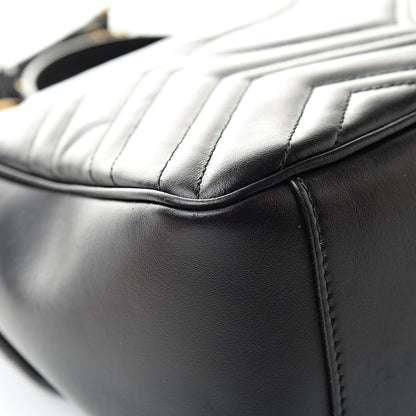 Gucci Calfskin Matelasse Small GG Marmont Top Handle Shoulder Bag Black 12 of 17