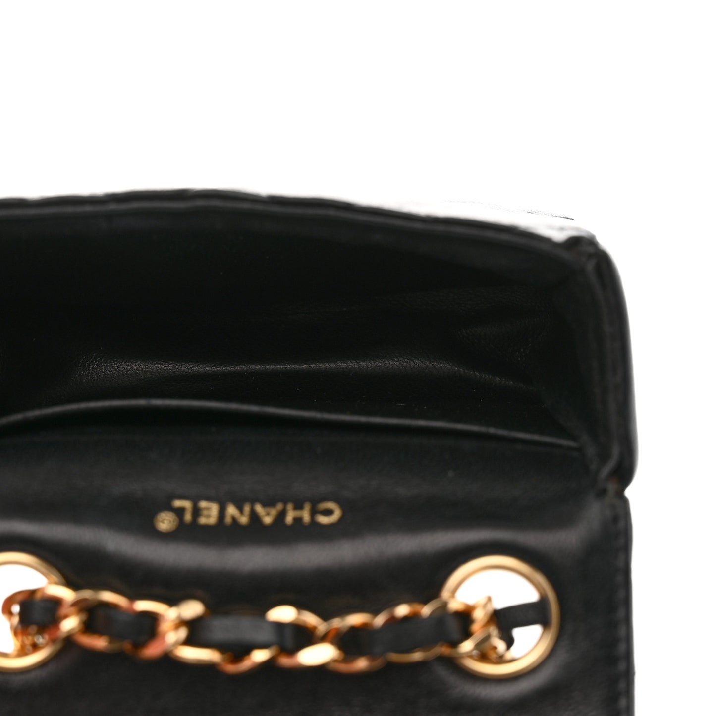Lambskin Quilted Mini Flap Belt Bag Charm Black
