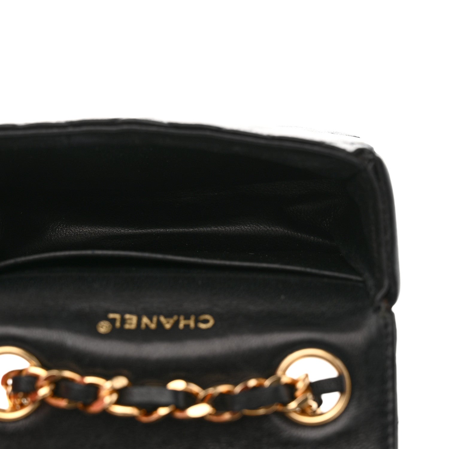 Chanel Lambskin Quilted Mini Flap Belt Bag Charm Black 5 of 9