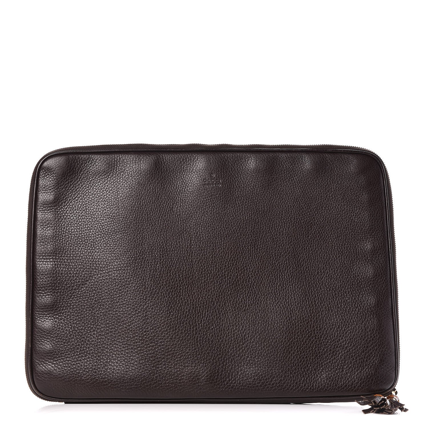 Gucci Grained Calfskin Bamboo Tassle Laptop Case Brown 1 of 13
