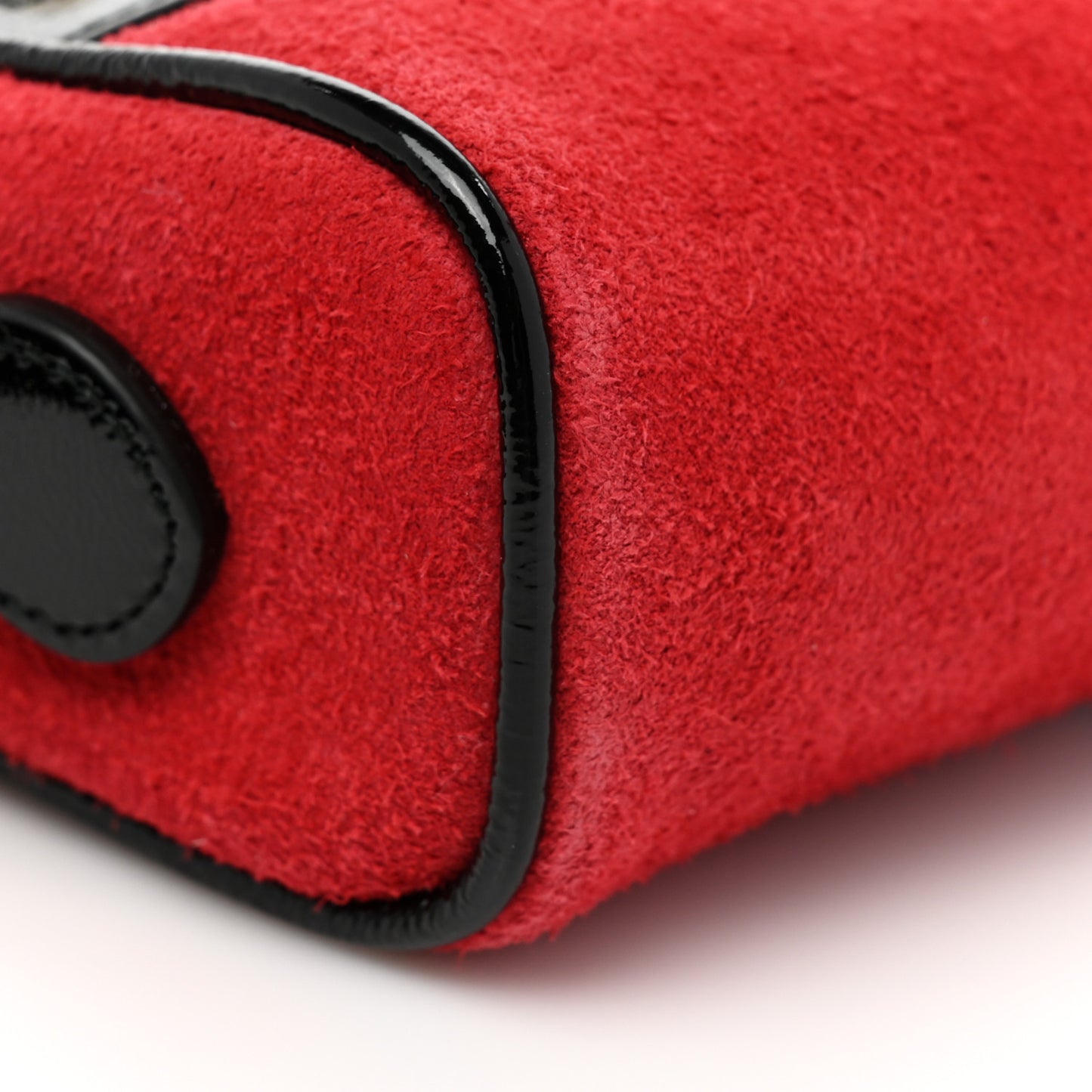 Suede Patent Web Mini Ophidia Shoulder Bag Red