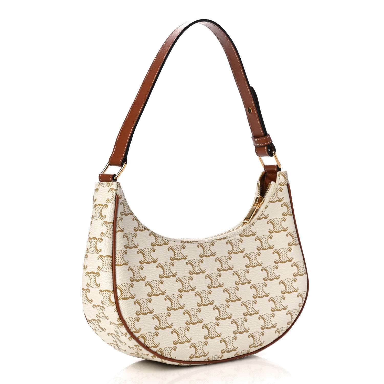 Celine Canvas Calfskin Ava Triomphe Shoulder Bag White 2 of 8