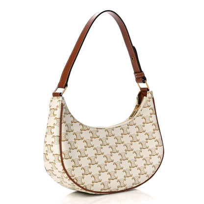 Celine Canvas Calfskin Ava Triomphe Shoulder Bag White 2 of 8