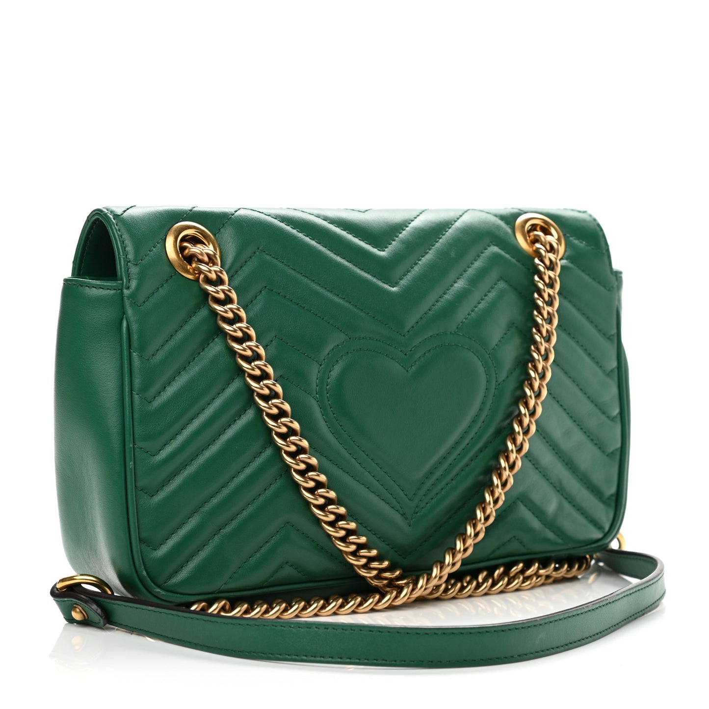 Calfskin Matelasse Small GG Marmont Shoulder Bag Emerald Green