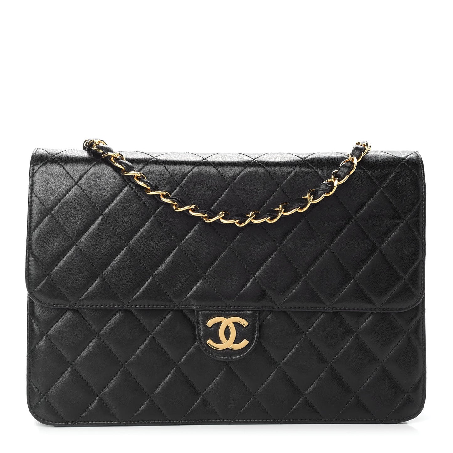 Lambskin Quilted Medium Single Flap Black