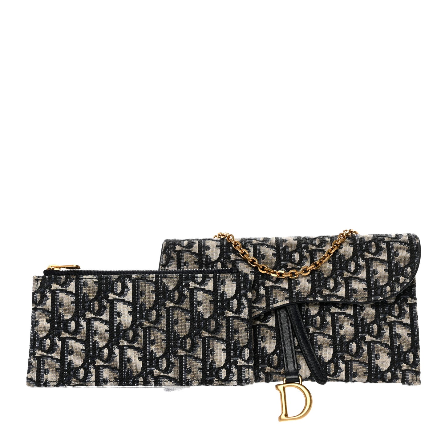 Oblique Saddle Chain Long Wallet Blue