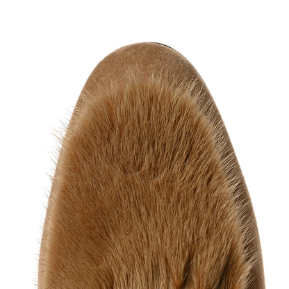Hermes Mink Fur Suede Goatskin Paris Loafers 38 Marron Havane 10 of 10
