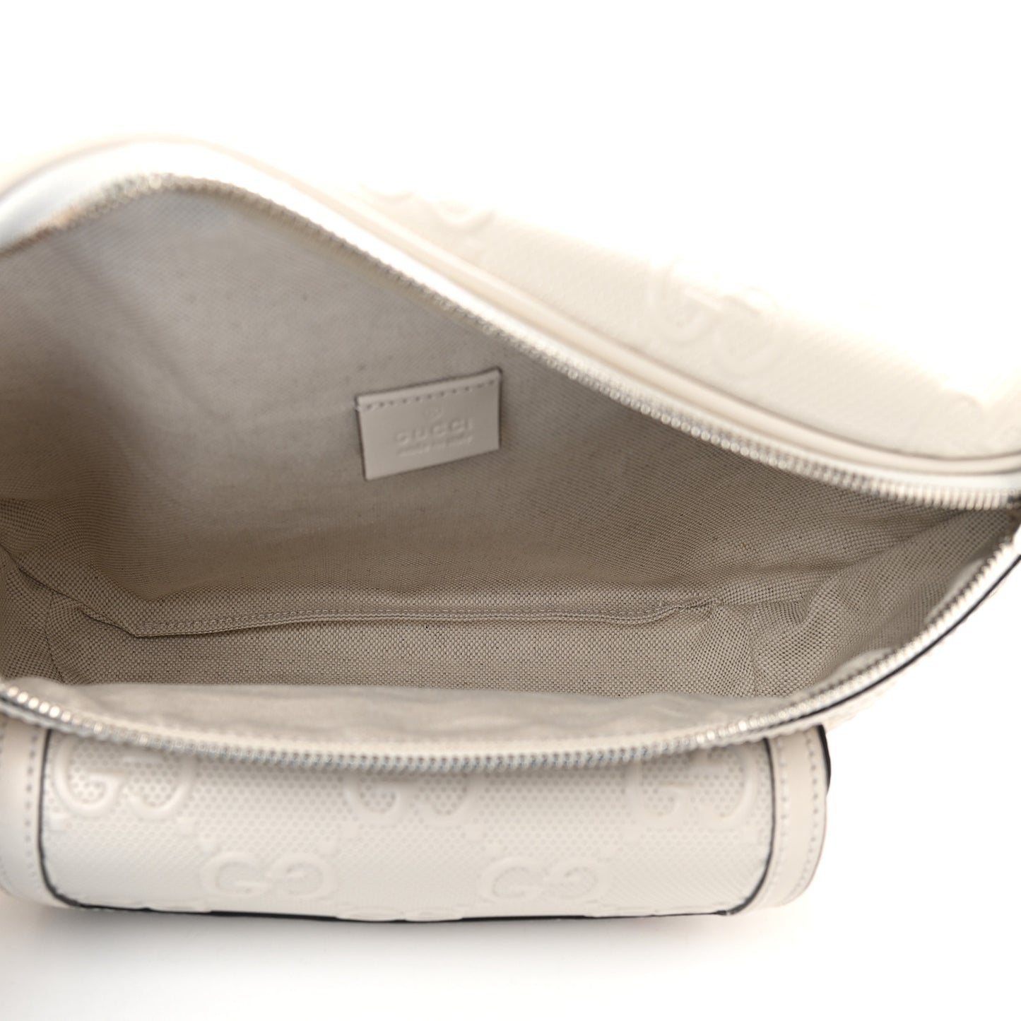 Calfskin GG Tennis Embossed Pocket Belt Bag Mystic White