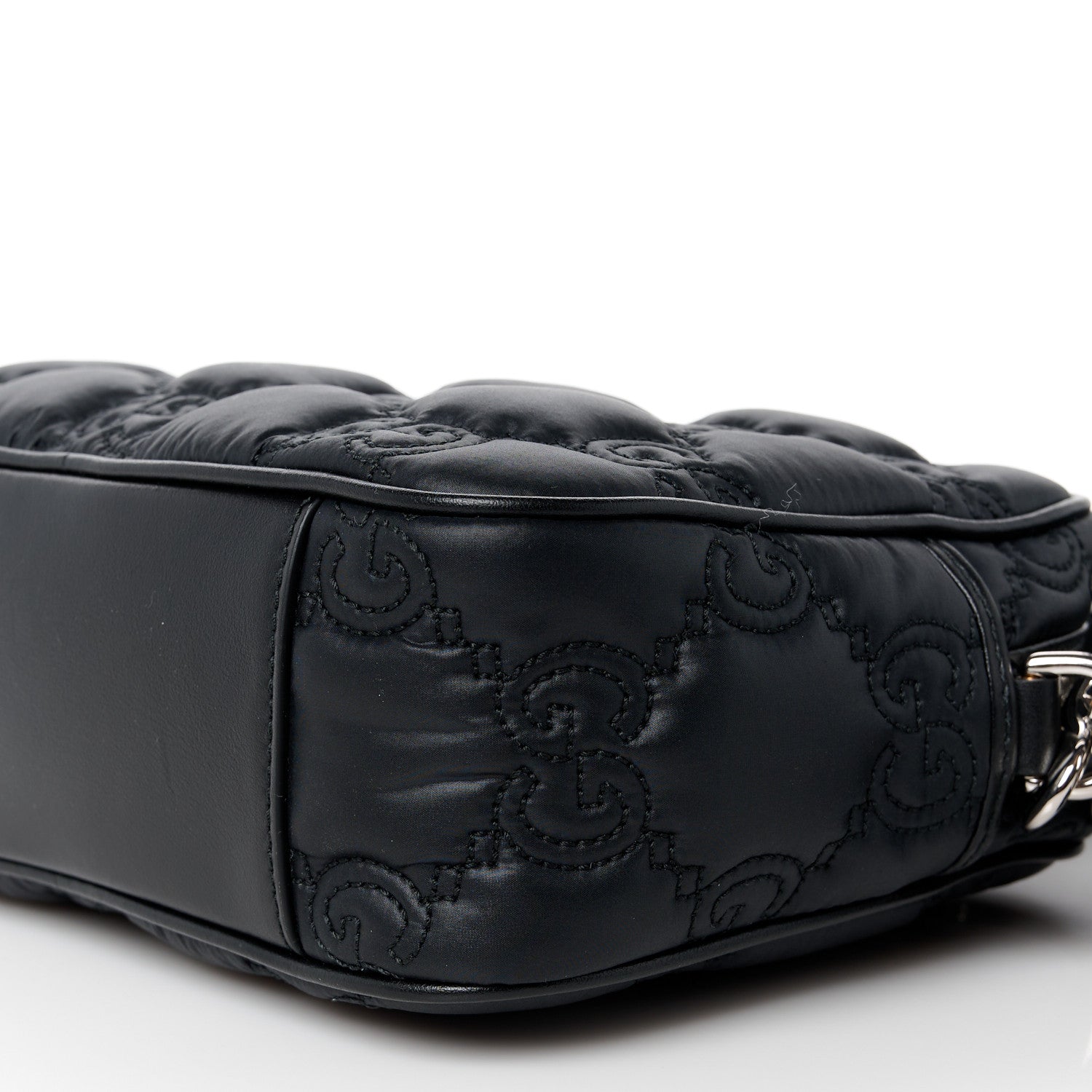 Gucci Nylon Calfskin Enamel GG Matelasse Shoulder Bag Black 10 of 10