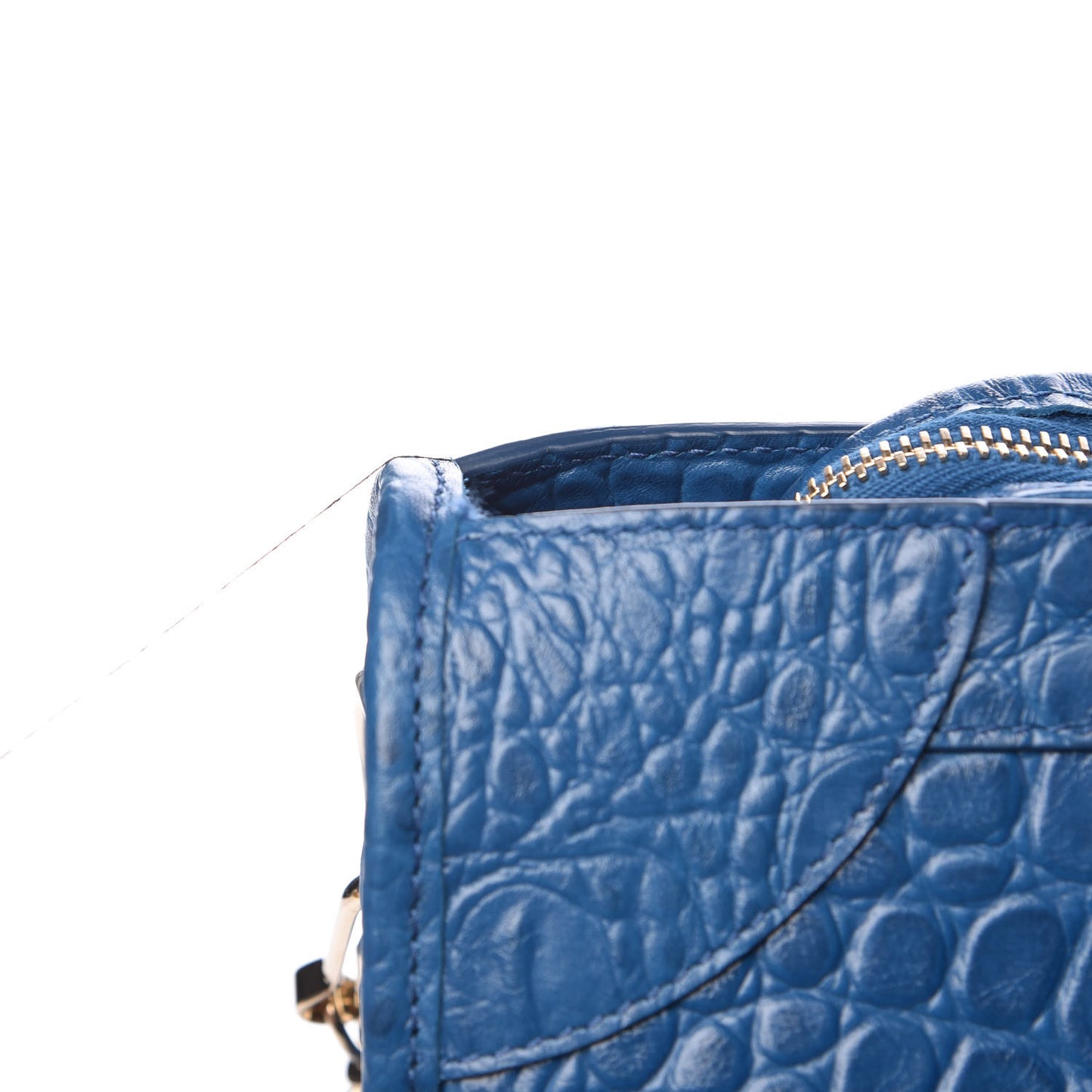 Calfskin Crocodile Embossed Classic Gold Hardware City Bleu Marine