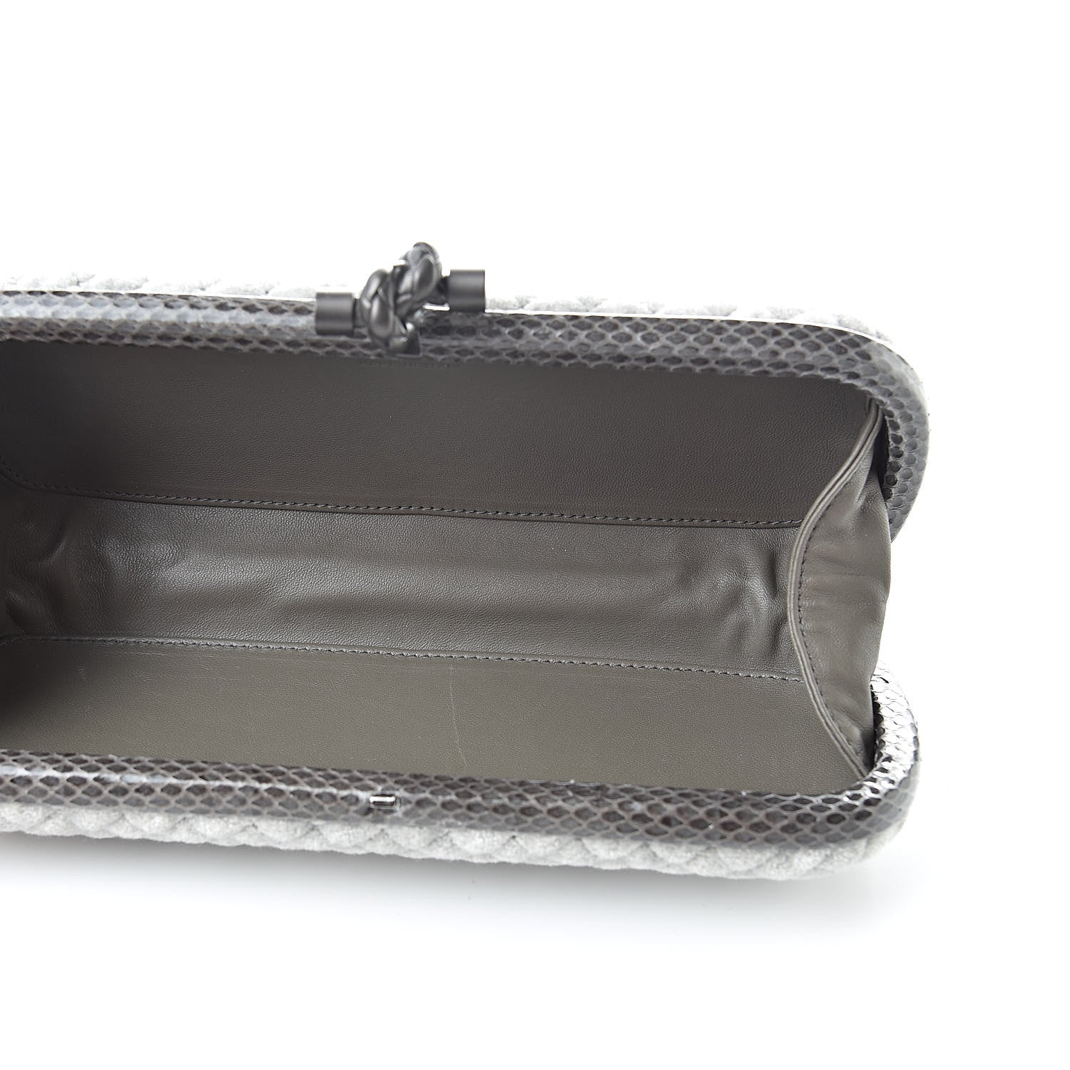 Bottega Veneta Velvet Intreccio Impero Ayers Knot Clutch Gray 5 of 6