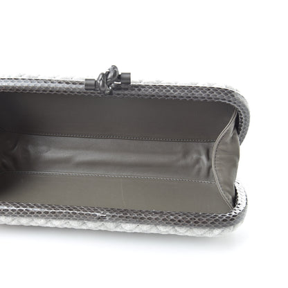 Bottega Veneta Velvet Intreccio Impero Ayers Knot Clutch Gray 5 of 6