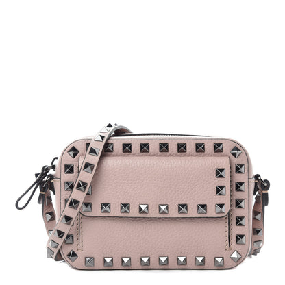 Valentino Garavani Grained Calfskin Small Rockstud Flap Pocket Camera Crossbody Bag Poudre 1 of 9