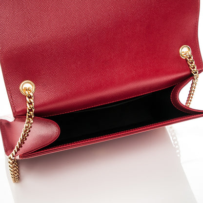 Saint Laurent Grain De Poudre Medium Monogram Kate Satchel Red 5 of 7