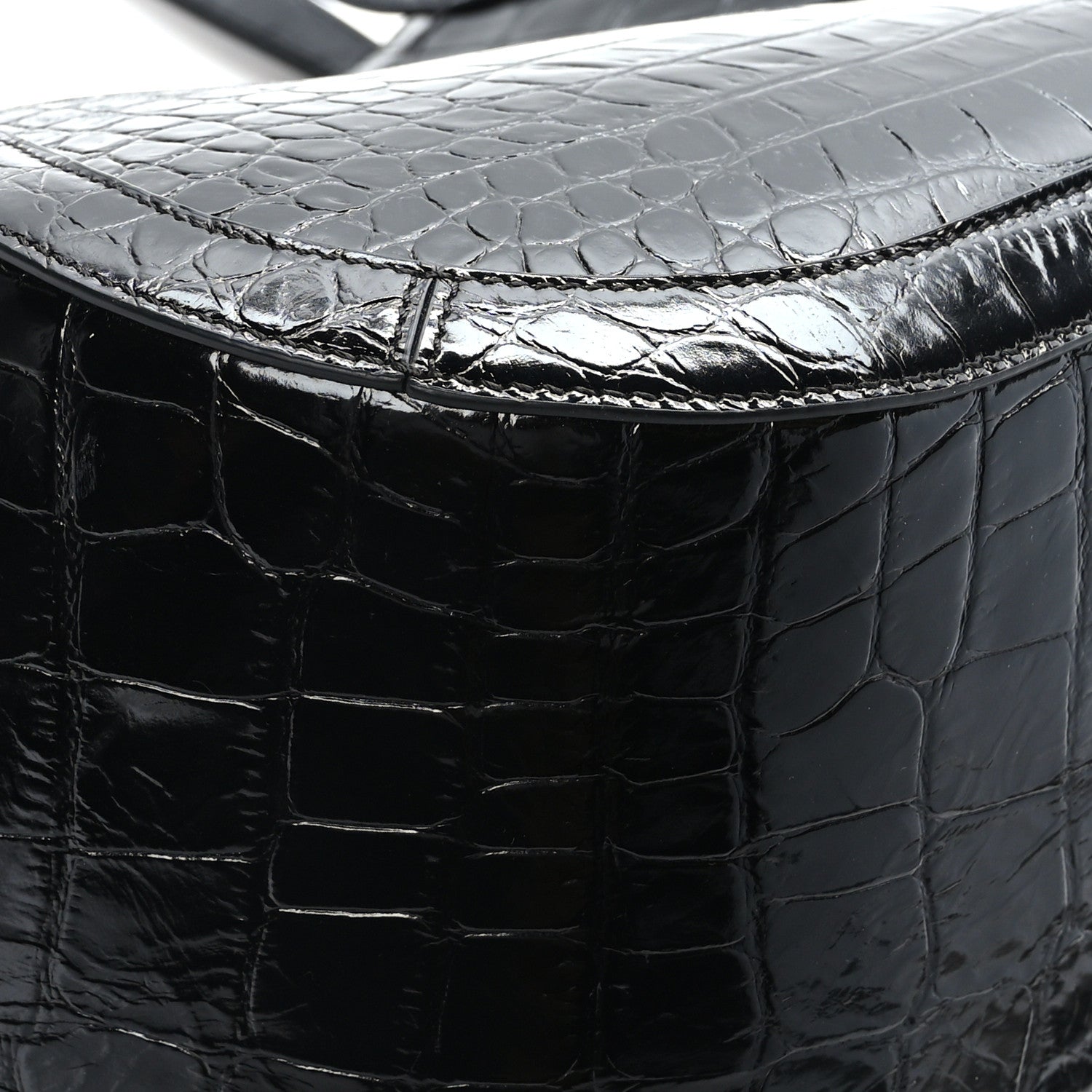 Versace Calfskin Crocodile Embossed Greca Goddess Tote Bag Black 7 of 10