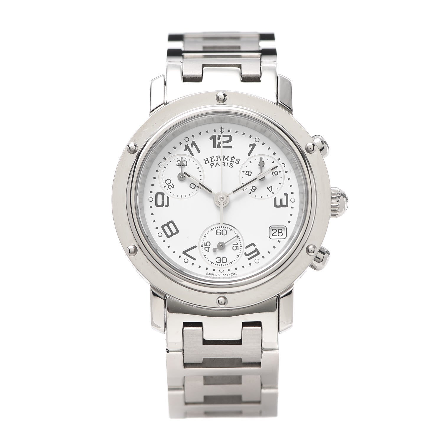 Hermes Stainless Steel 31mm Clipper Chronograph Quartz Watch 1 of 5