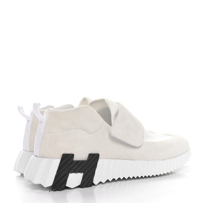 Hermes Suede Goatskin Knit H Womens Sneakers 39 White 4 of 7