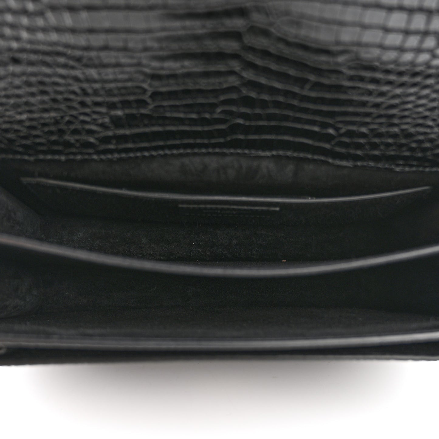 Calfskin Crocodile Embossed Large Monogram Sunset Black