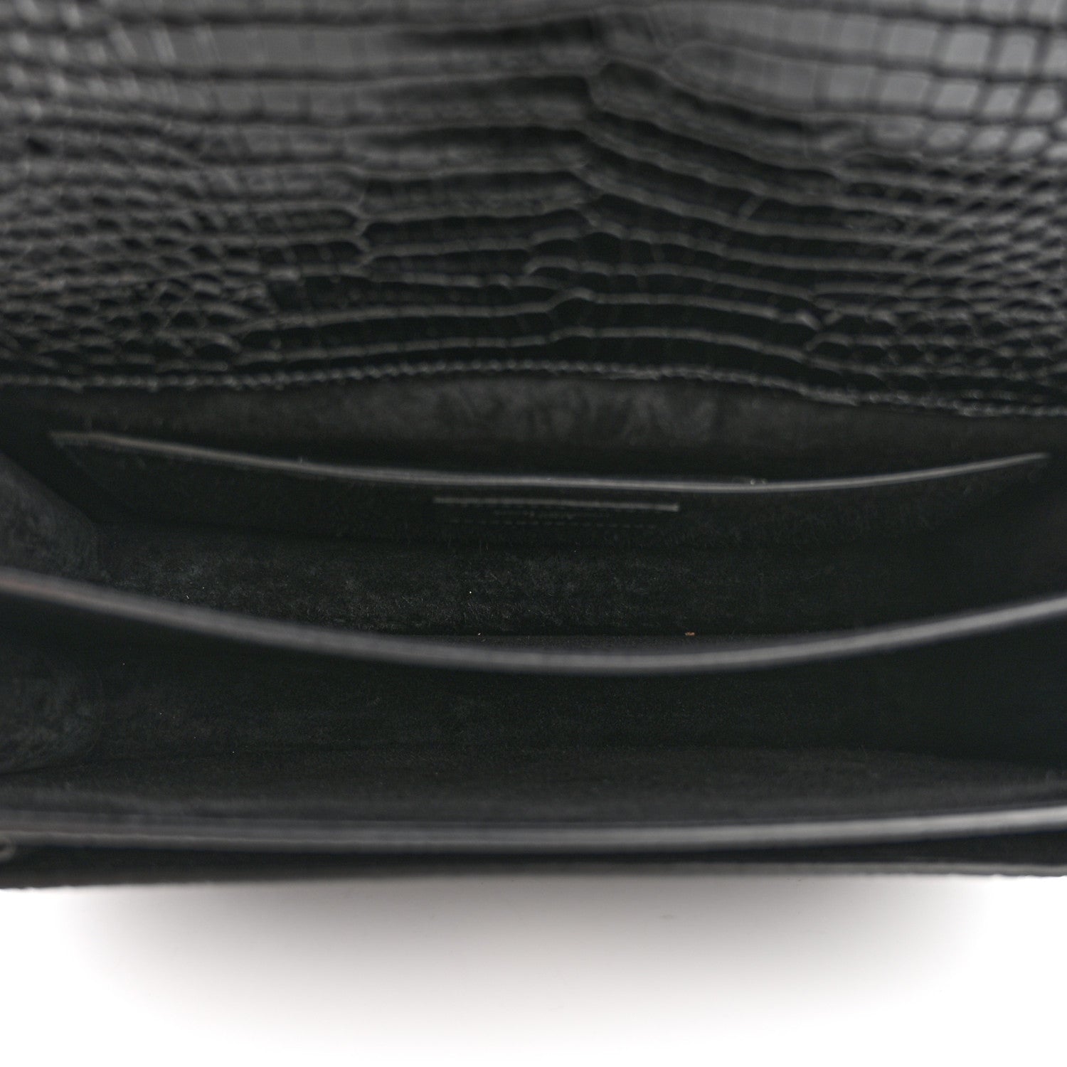 Saint Laurent Calfskin Crocodile Embossed Large Monogram Sunset Black 5 of 11