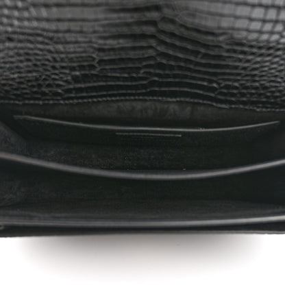 Saint Laurent Calfskin Crocodile Embossed Large Monogram Sunset Black 5 of 11
