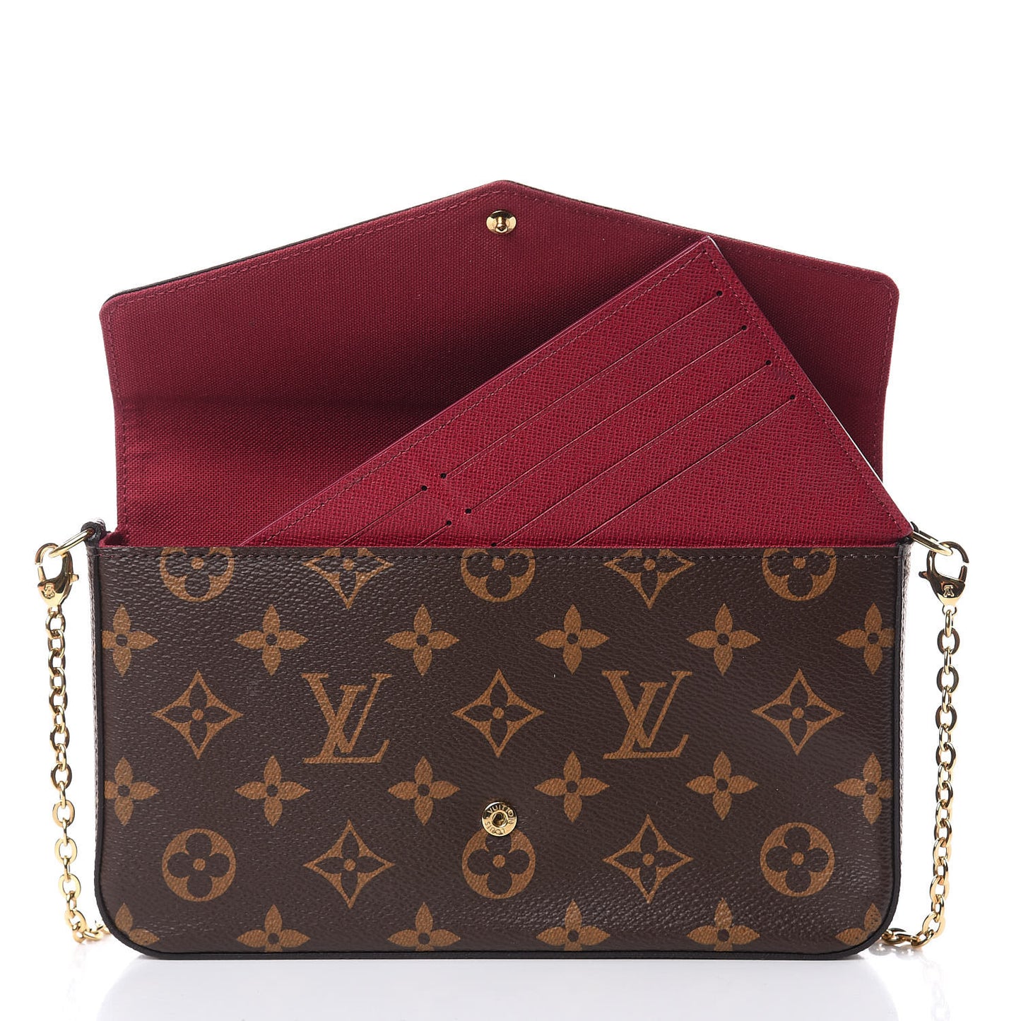 Monogram Pochette Felicie Chain Wallet Fuchsia