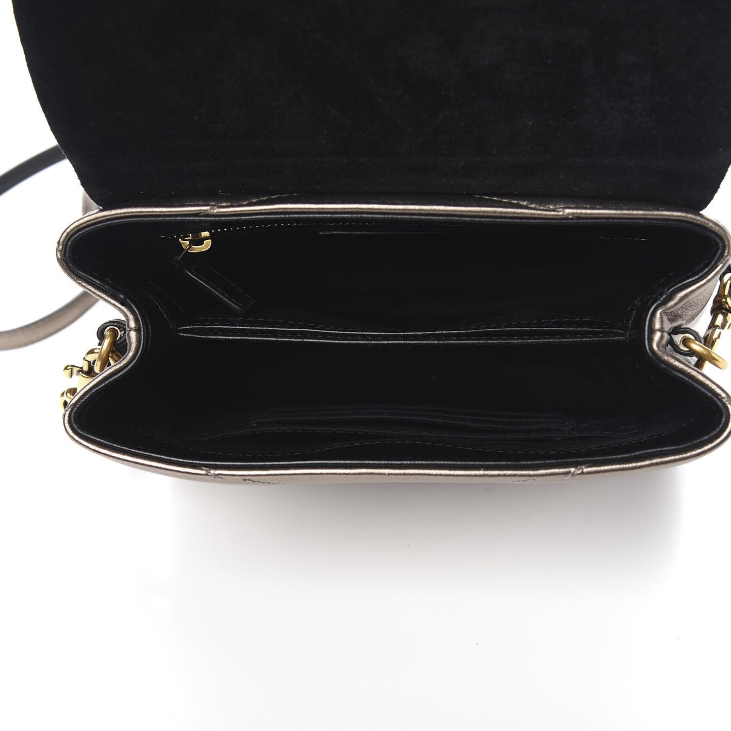 Metallic Calfskin Y Quilted Monogram Toy Loulou Crossbody Bag Piombo