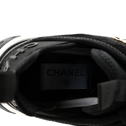 Chanel Velvet Calfskin Mixed Fibers CC Sneakers 37 Black 8 of 10