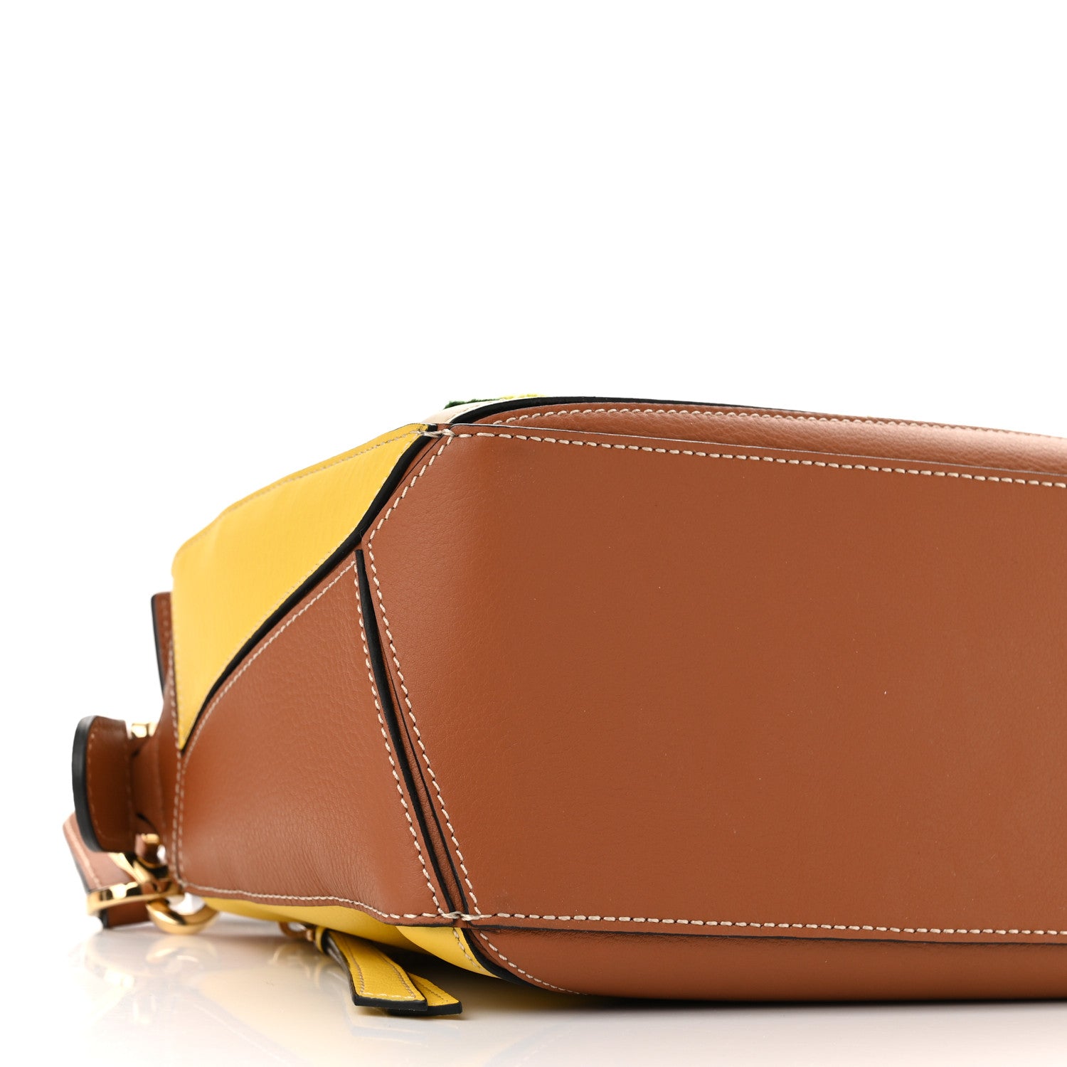 Loewe Calfskin Embroidered Floral Small Puzzle Bag Tan Yellow 8 of 9