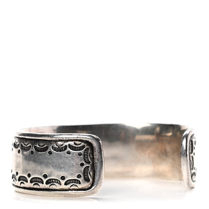 Saint Laurent Brass Textured Turquoise Cuff Bracelet Silver 2 of 3