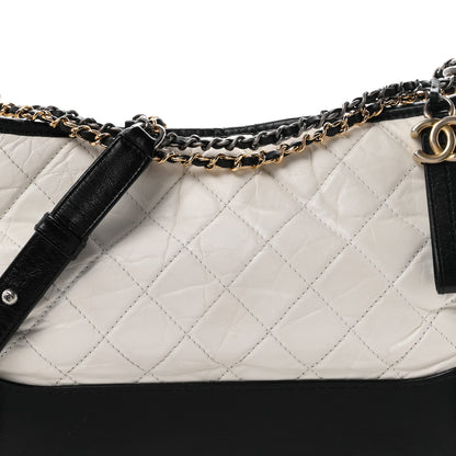 Chanel Aged Calfskin Quilted Medium Gabrielle Hobo Black White 8 of 10