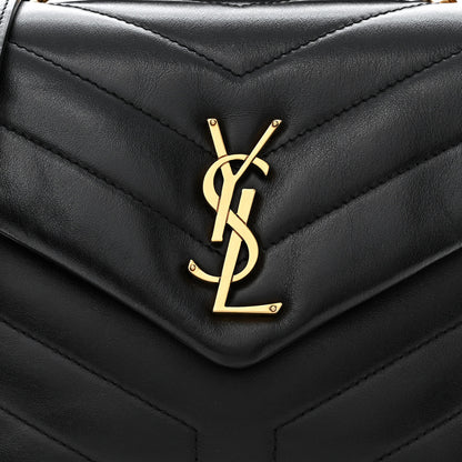 Saint Laurent Calfskin Y Quilted Monogram Small Loulou Chain Satchel Black 8 of 10