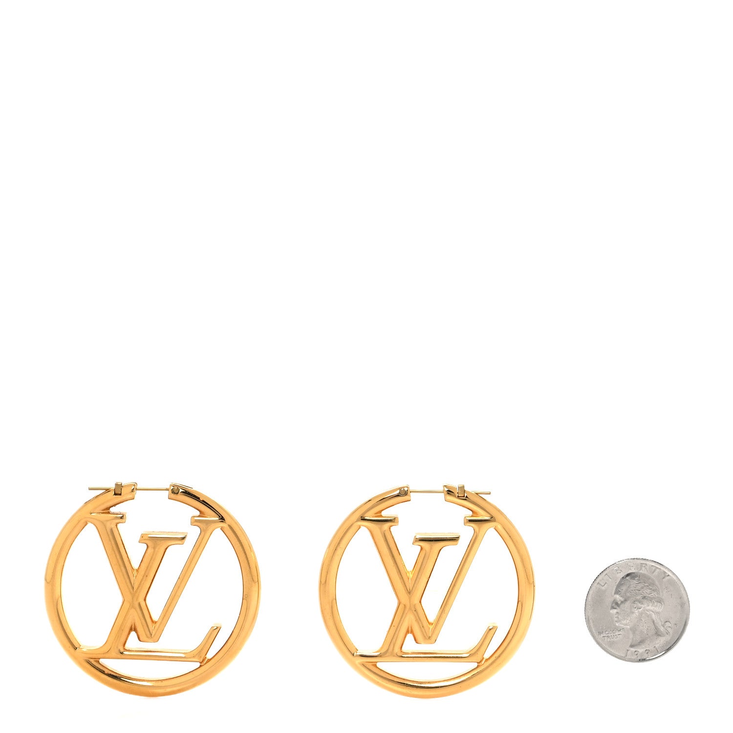 Louis Vuitton Metal Louise Hoop Earrings Gold 2 of 5