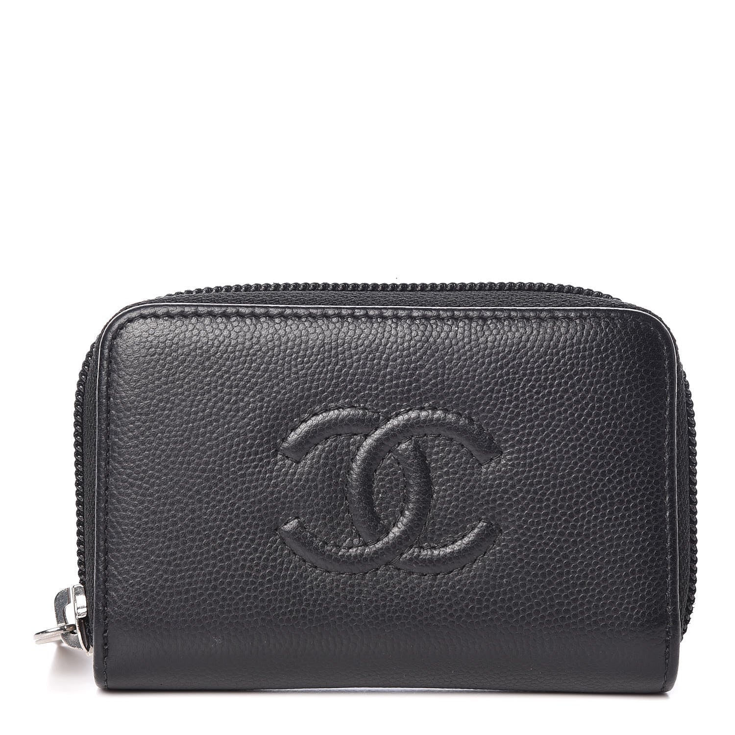 Chanel Caviar Timeless CC Zip Around Coin Purse Black 1 of 8