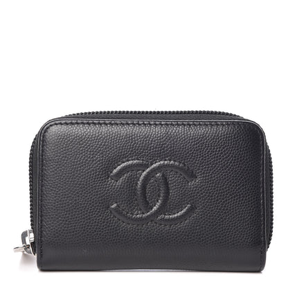 Chanel Caviar Timeless CC Zip Around Coin Purse Black 1 of 8