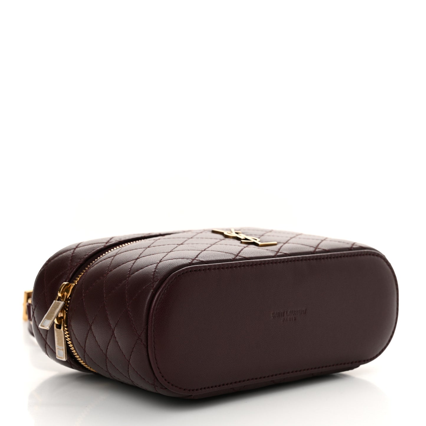 Lambskin Quilted Mini Gaby Vanity Case Rouge Cabernet