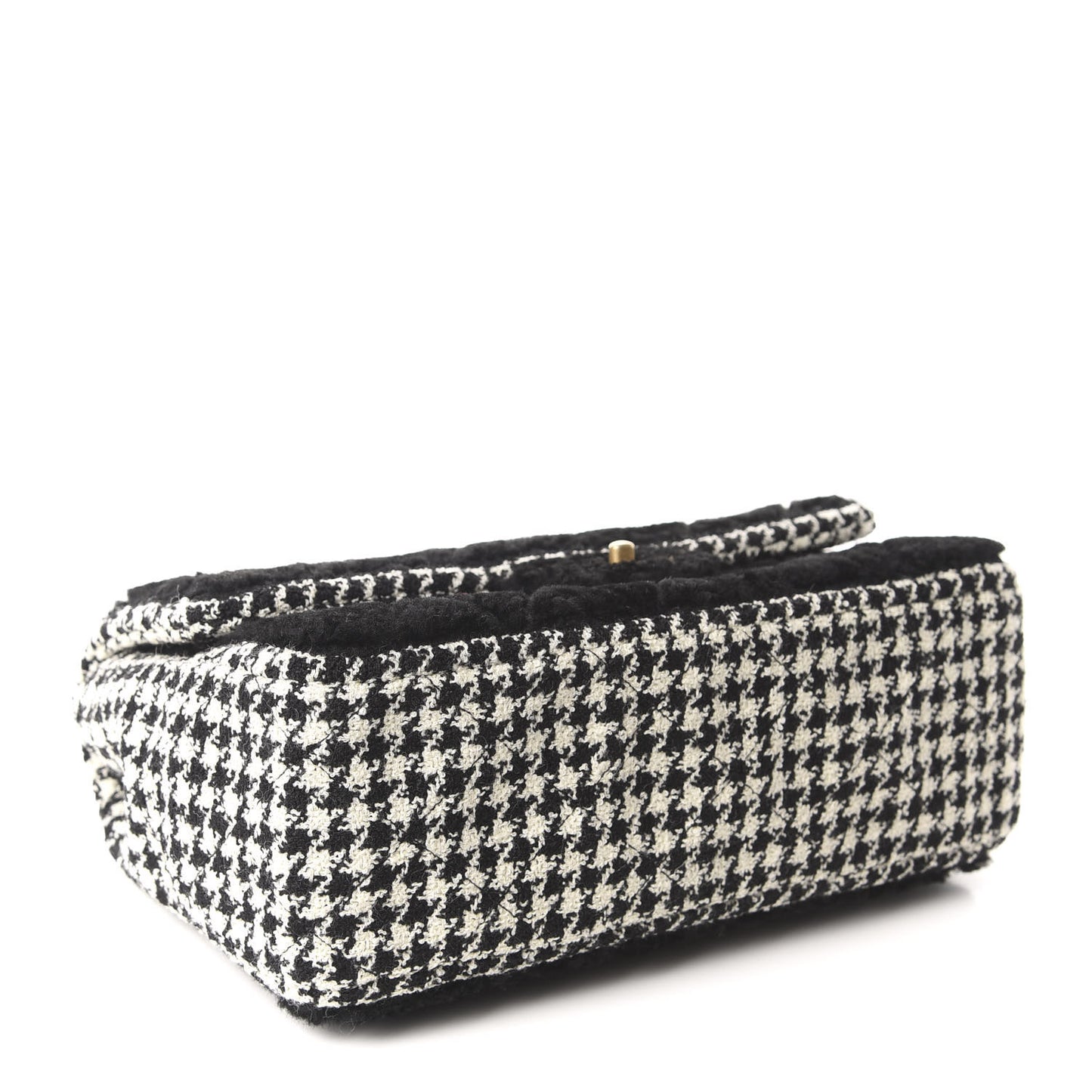 Shearling Tweed Jumbo Single Flap Black White