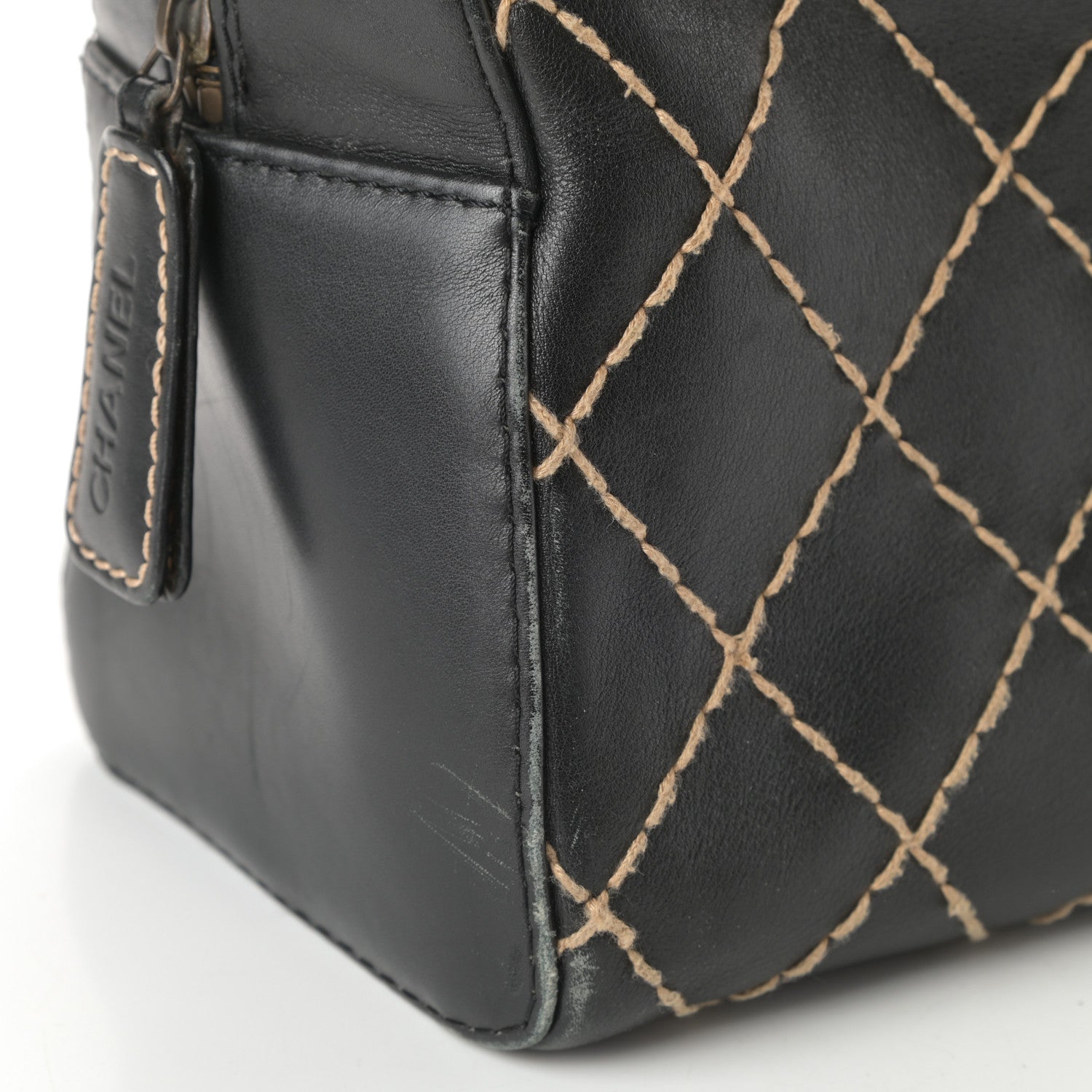 Chanel Calfskin Contrast Stitch Surpique Bowler Black 13 of 18