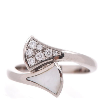 Bulgari 18K White Gold Diamond Mother of Pearl Dream Ring 1 of 6