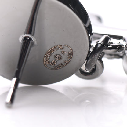 Chanel Pearl Crystal CC Drop Earrings Silver 4 of 5