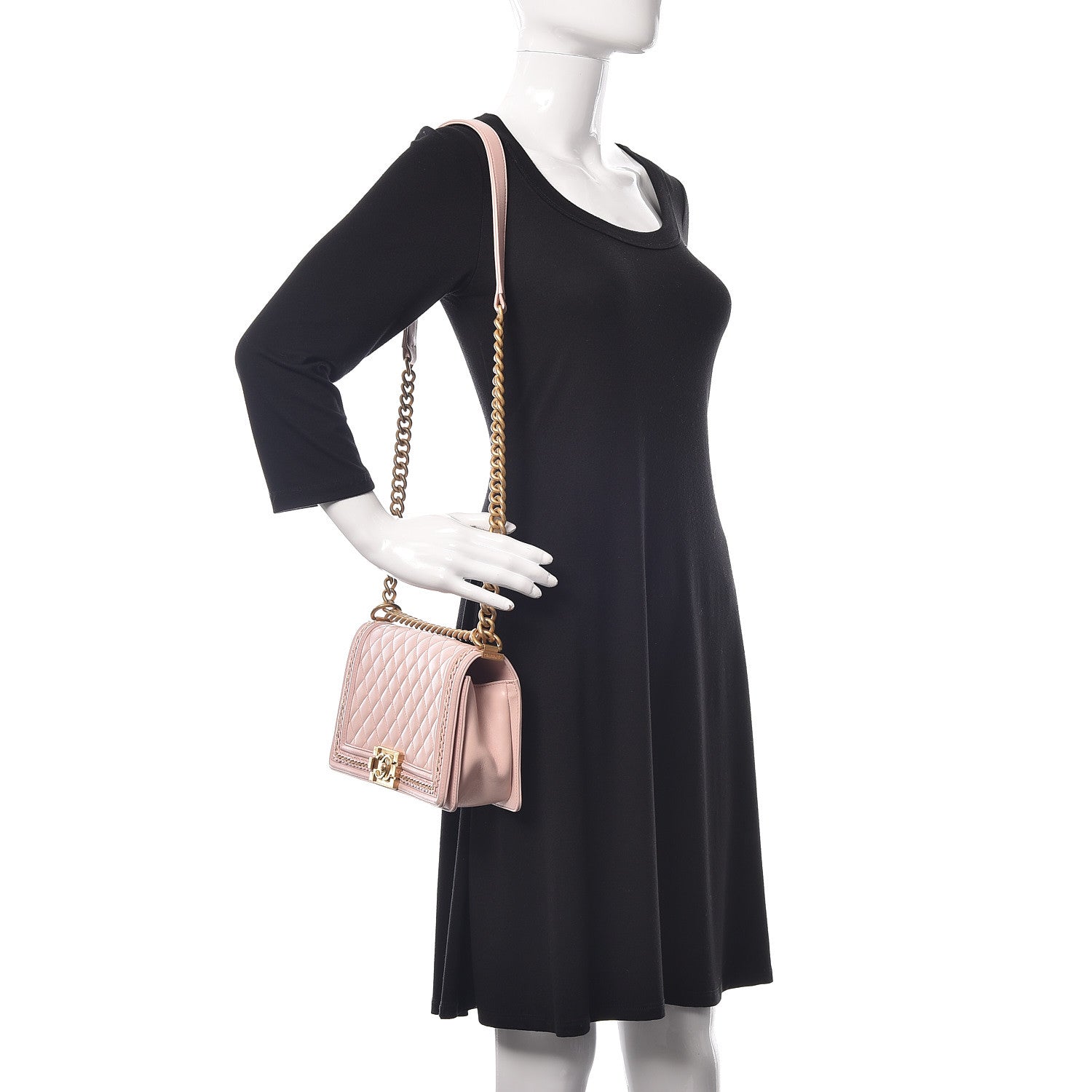 Chanel Lambskin Quilted Medium Chain Detail Boy Flap Light Pink 3 of 17