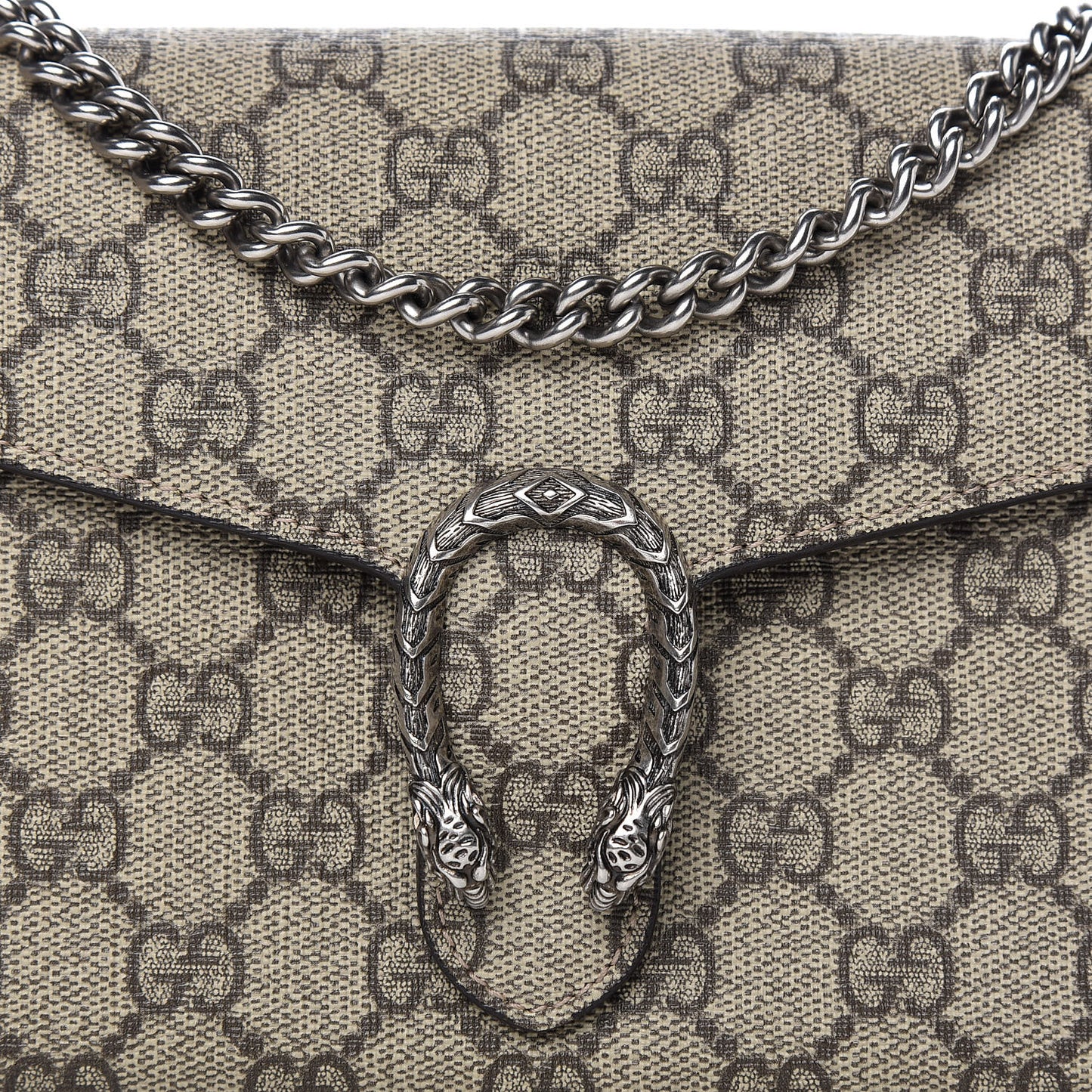 GG Supreme Monogram Mini Dionysus Chain Wallet Beige Taupe