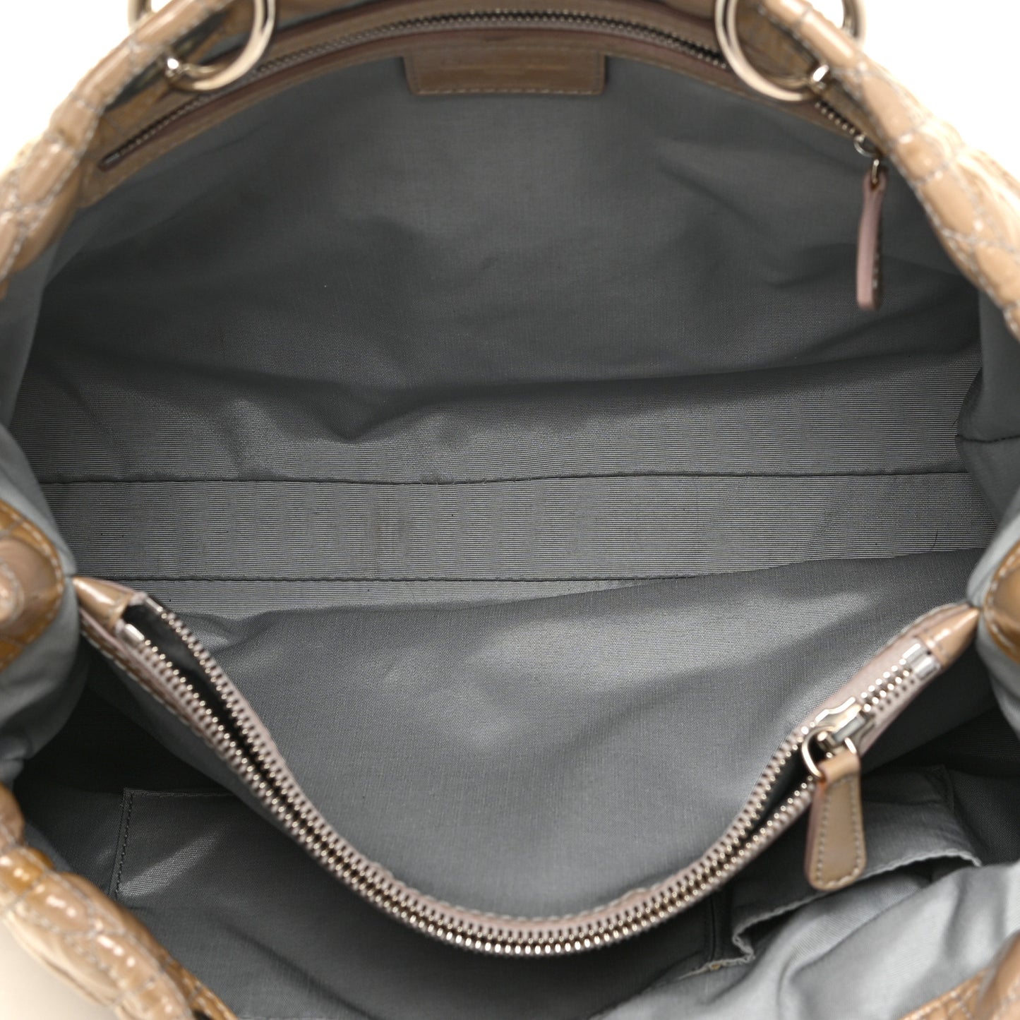 Patent Cannage Large Dior Soft Shopping Tote Beige