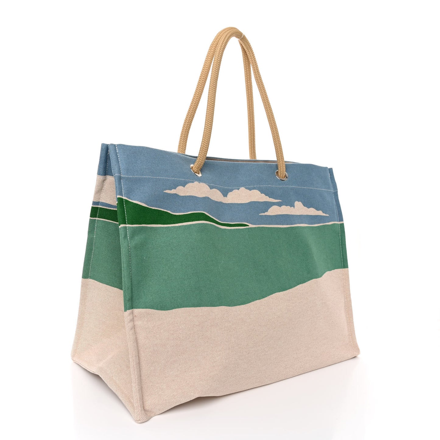 H Canvas Printed Escale A La Plage Beach Bag Or