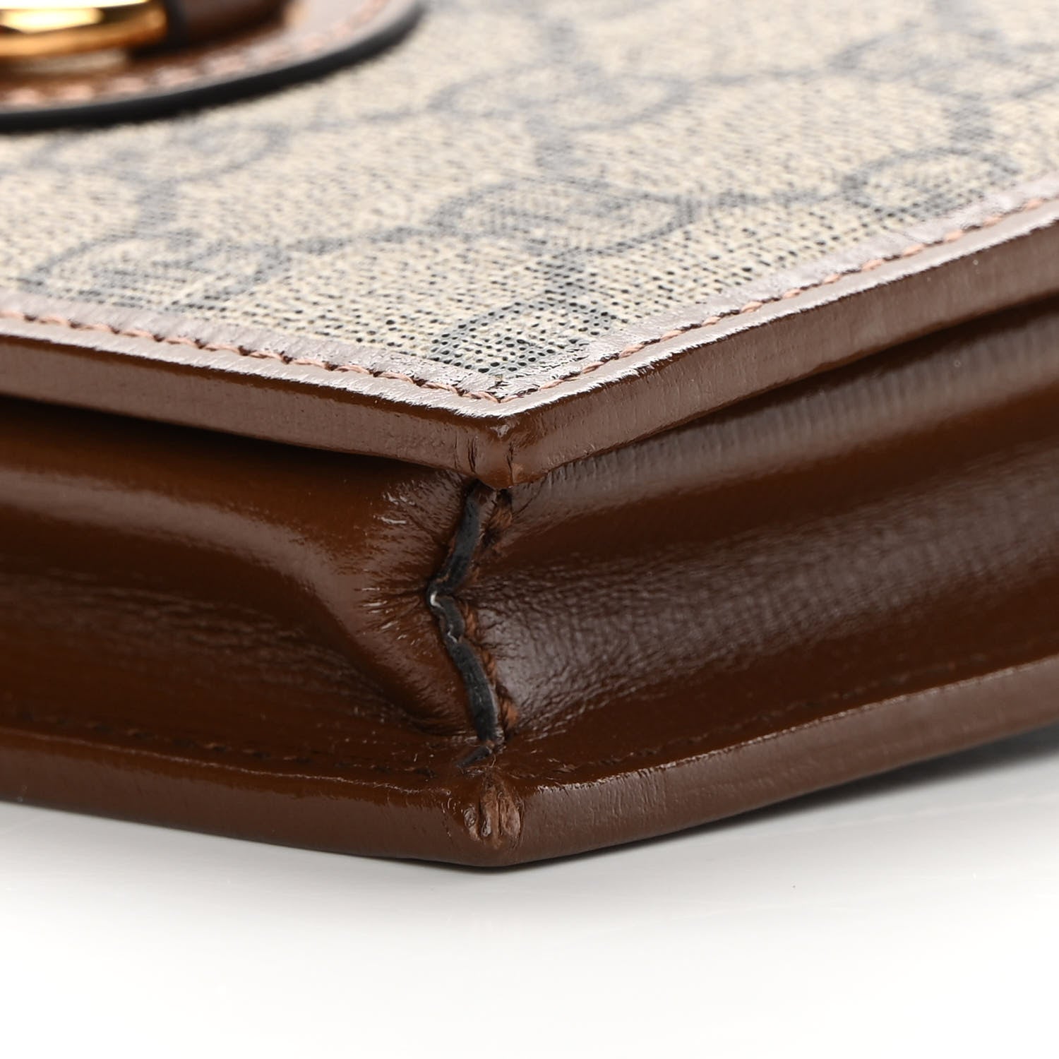 Gucci GG Supreme Monogram Azalea Calfskin Horsebit 1955 Wallet On Chain Beige Ebony Brown Sugar 10 of 11