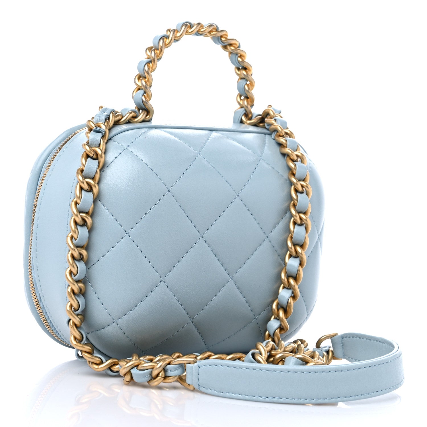 Chanel Lambskin Quilted Small CC Bubble Vanity Case Light Blue 2 of 9