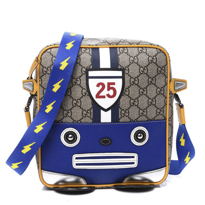 Gucci GG Supreme Monogram Kids Car Crossbody Bag Blue Yellow 1 of 9
