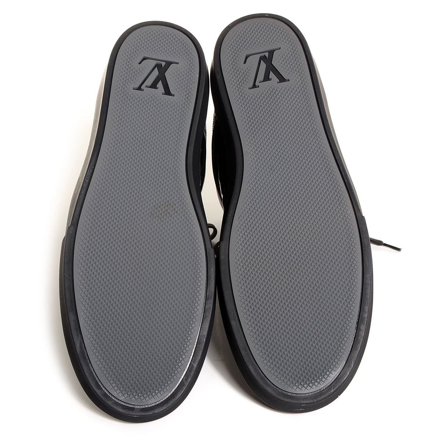 Patent Calfskin Embossed Monogram Tower Sneakers 9 Black