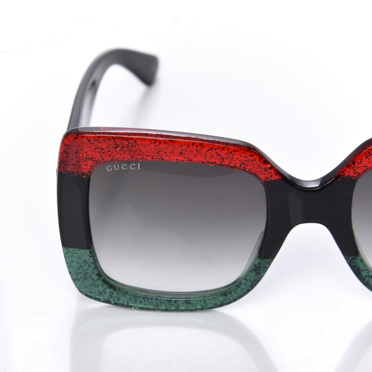 Acetate Square Frame Sunglasses GG0083S Glitter Red Black Green