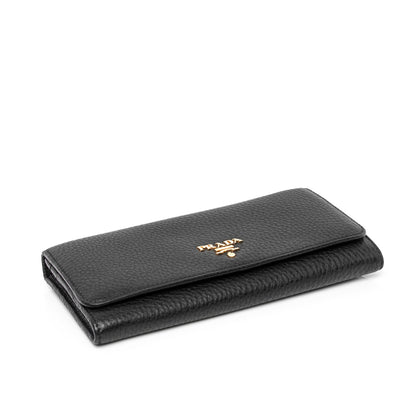 Prada Vitello Daino Continental Flap Wallet Nero Black 4 of 8