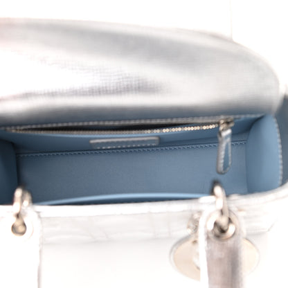 Christian Dior Metallic Grained Calfskin Cannage Small Lucky Badges My Lady Dior Silver 5 of 13